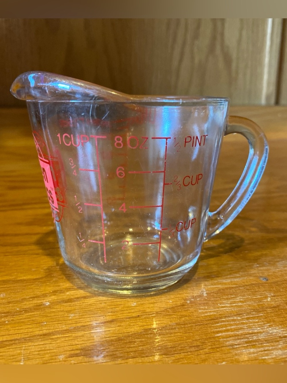 Vintage Anchor Hocking Oven Basics 1 Cup Measuring Cup 496 Made in USA Glass